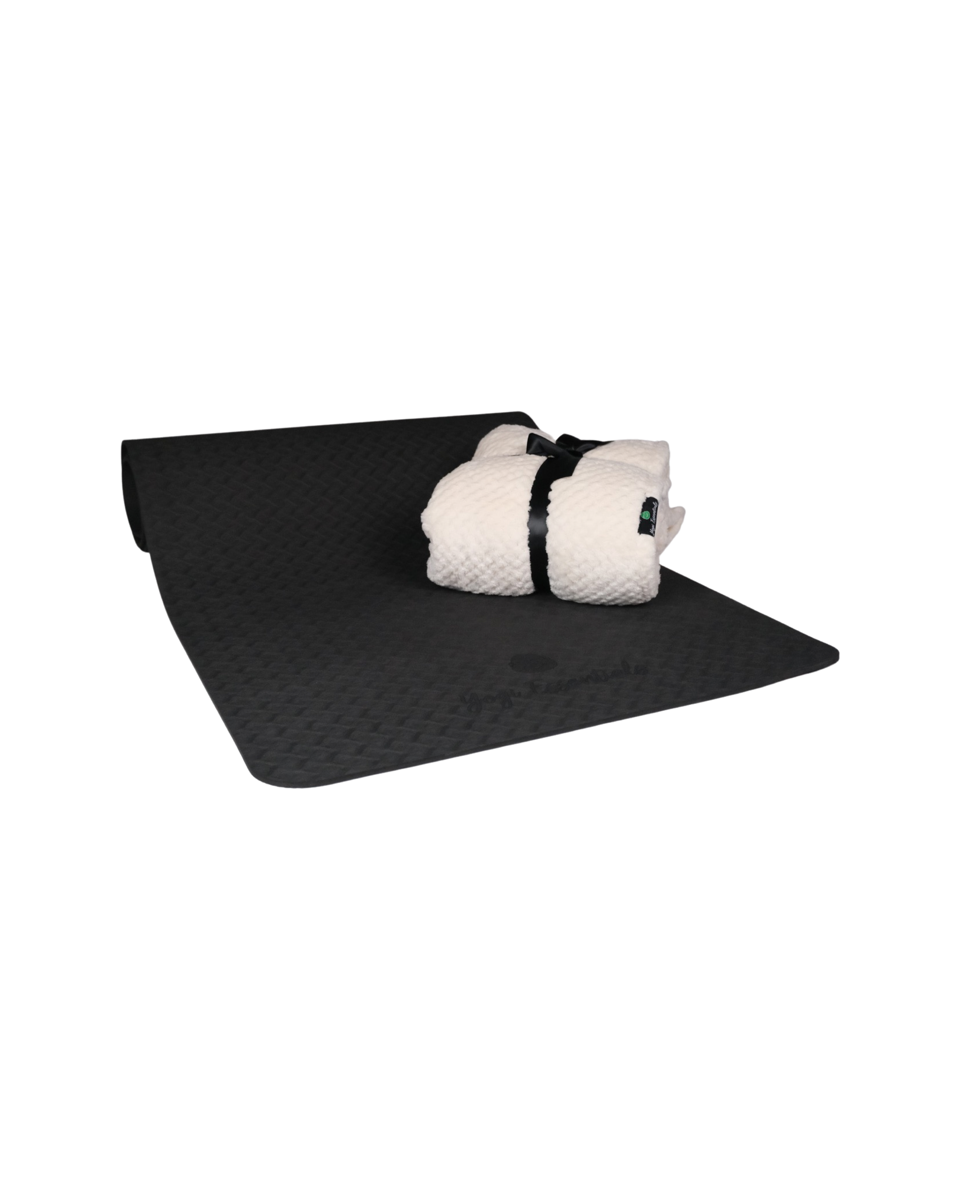 Yogi Essentials Pakket Yoga mat TPE zwart en yoga dekentje - Beige